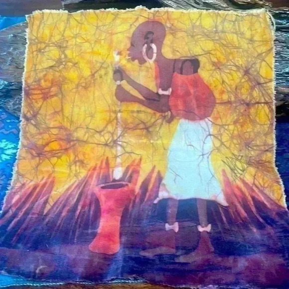 Vintage African 12 x 12 piece of canvas. Came from Africa so many years ago. - Picture 3 of 3